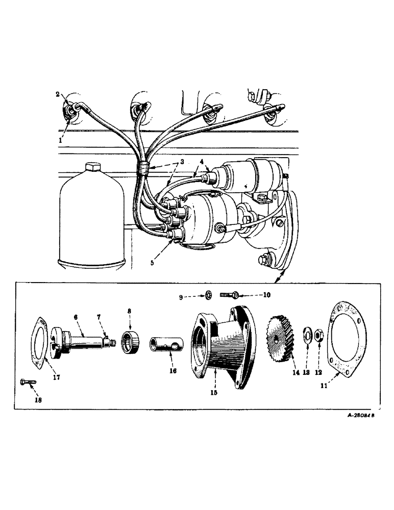 Схема запчастей Case IH SUPER M-TA - (094) - ELECTRICAL SYSTEM, CARBURETED ENGINE, SPARK PLUGS, DISTRIBUTOR OR MAGNETO DRIVE AND BRACKET (06) - ELECTRICAL SYSTEMS