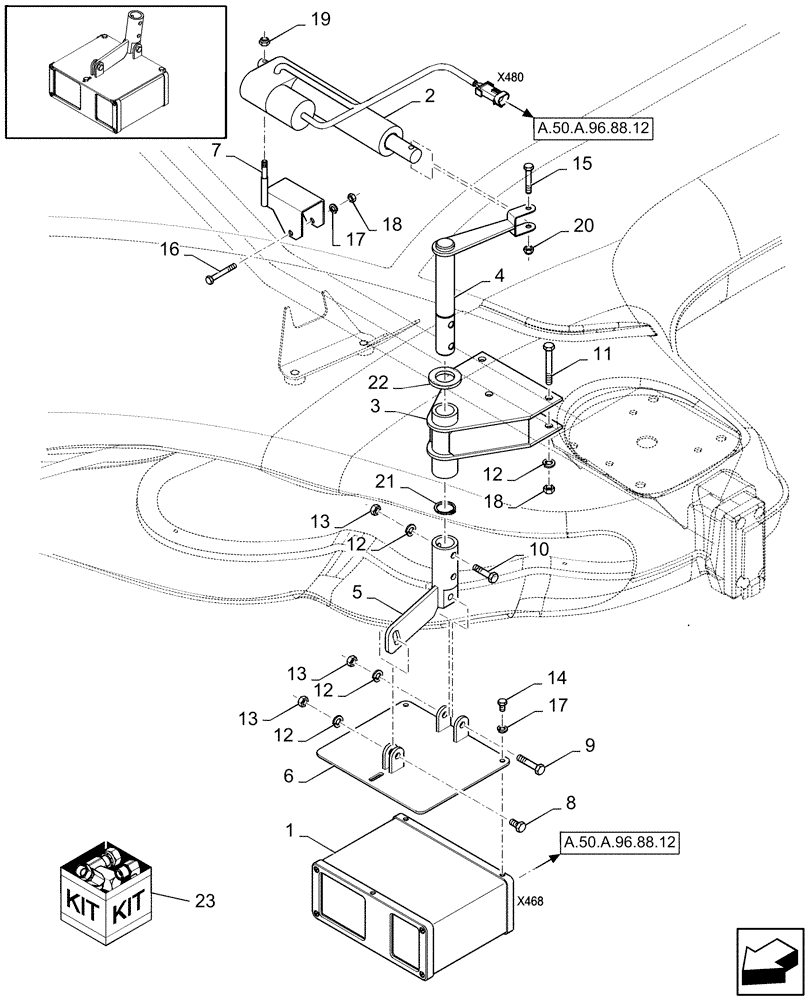 Схема запчастей Case IH AFX8010 - (A.50.A.96.88[11]) - SMART STEER AUTO-GUIDANCE KIT - EDGE DETECTION SENSOR A - Distribution Systems