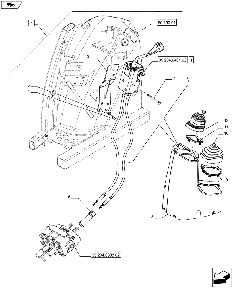 Схема запчастей Case IH FARMALL 65C - (88.035.07[02]) - DIA KIT - 2 MID MOUNTS - JOYSTICK AND SUPPORT (88) - ACCESSORIES