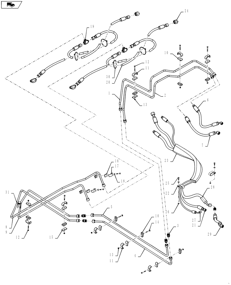 Схема запчастей Case IH 7230 - (41.200.01) - HYDRAULIC STEERING PLUMBING 7230 (41) - STEERING