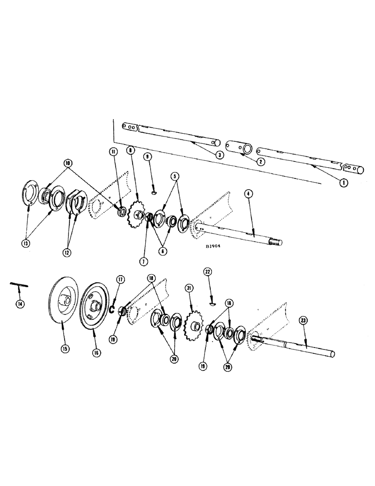 Схема запчастей Case IH 1010 - (030) - REEL DRIVE JACKSHAFT, HEAVY DUTY HEADER AND CUTTER BAR EXTENSION (58) - ATTACHMENTS/HEADERS