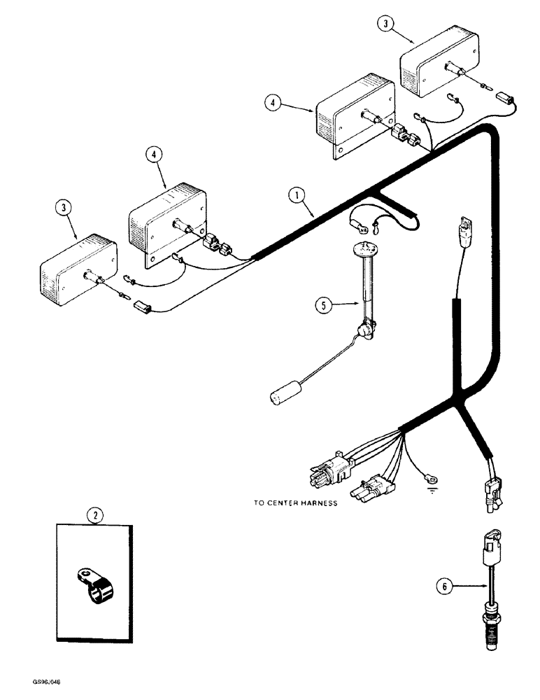 Схема запчастей Case IH 1660 - (4-24) - REAR LAMPS AND FUEL SENDER HARNESS (06) - ELECTRICAL