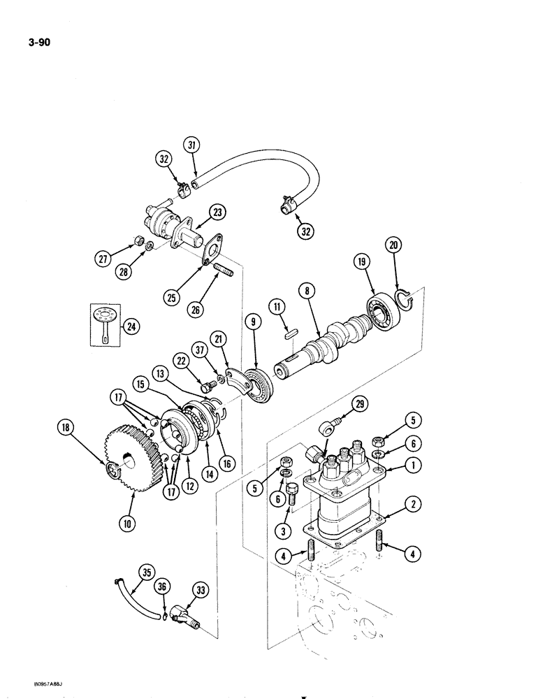 Схема запчастей Case IH 1818 - (3-090) - INJECTION PUMP DRIVE, DIESEL MODELS (03) - FUEL SYSTEM