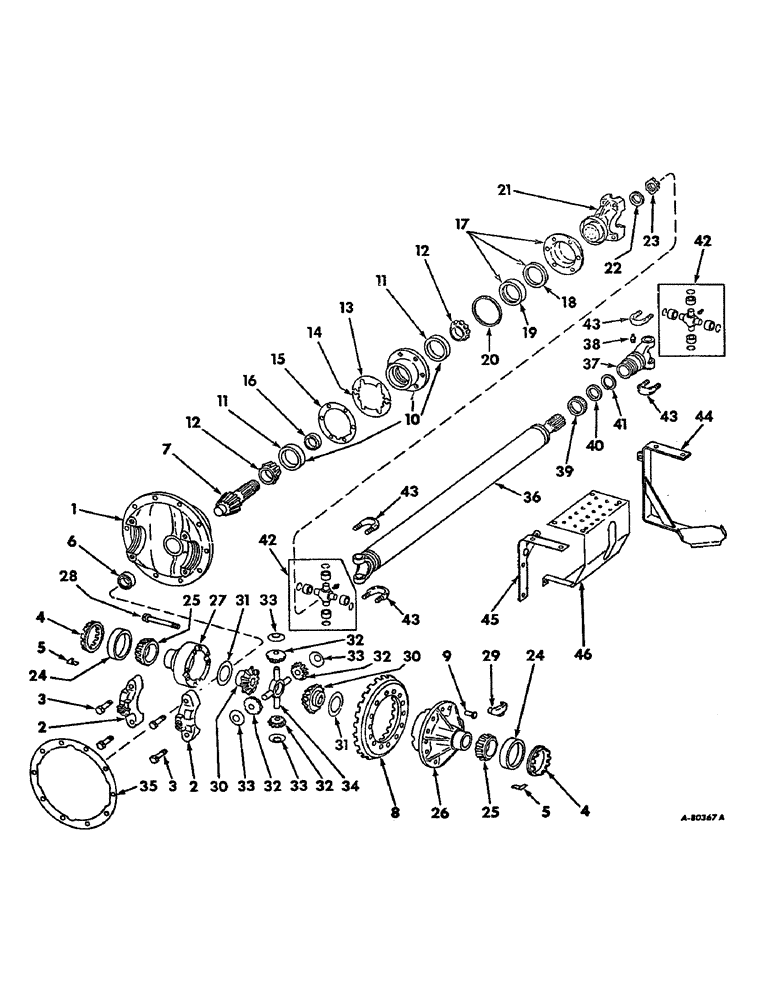 Схема запчастей Case IH 1026 - (07-37) - DRIVE TRAIN, FRONT AXLE DIFFERENTIAL AND DRIVE SHAFT, TRACTORS WITH ALL WHEEL DRIVE (04) - Drive Train