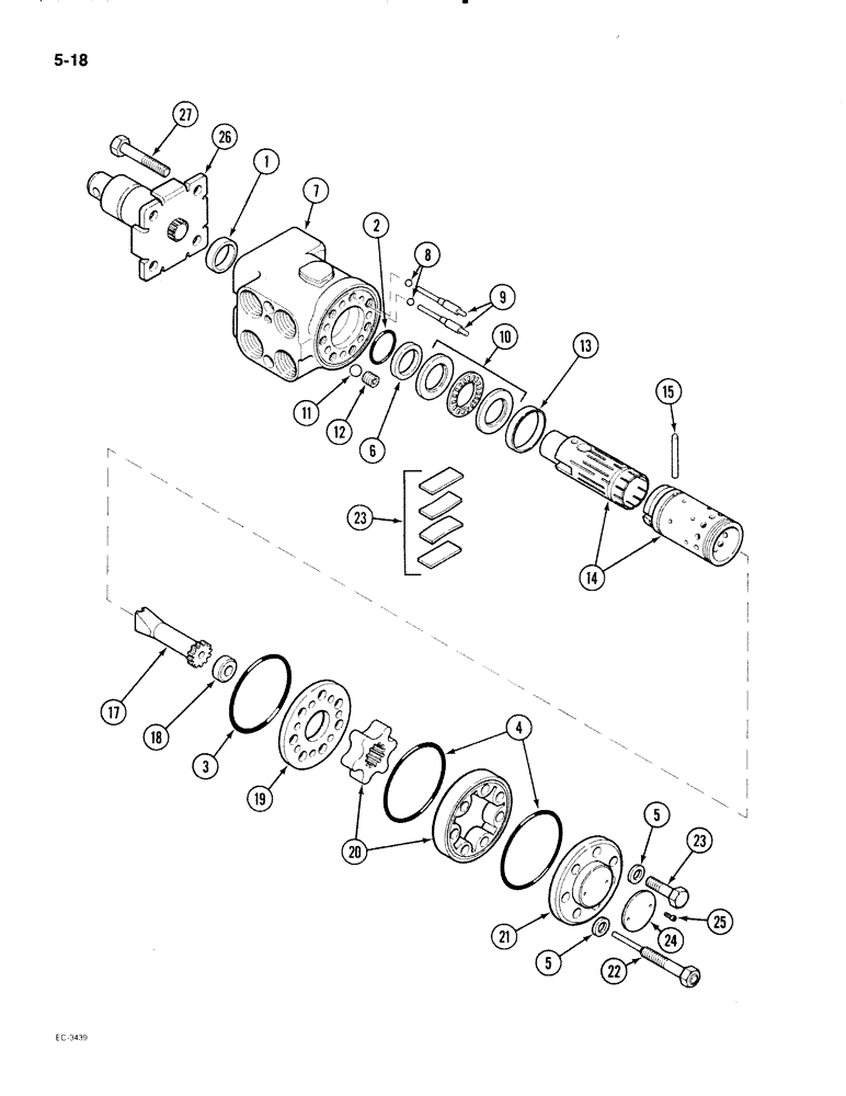 Схема запчастей Case IH 2096 - (5-018) - HYDROSTATIC STEERING PUMP, DANFOSS, MFD TRACTORS (05) - STEERING