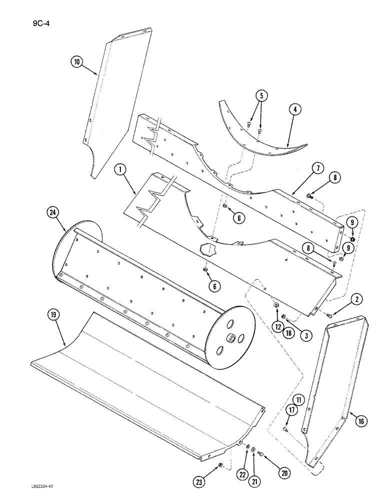 Схема запчастей Case IH 1680 - (9C-04) - DISCHARGE BEATER BOTTOM, FIXED (GRAIN AND CORN) (15) - BEATER & CLEANING FANS