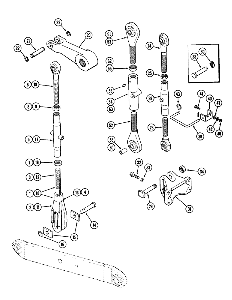 Схема запчастей Case IH 2096 - (9-334) - HITCH LEFT LINKS (09) - CHASSIS/ATTACHMENTS