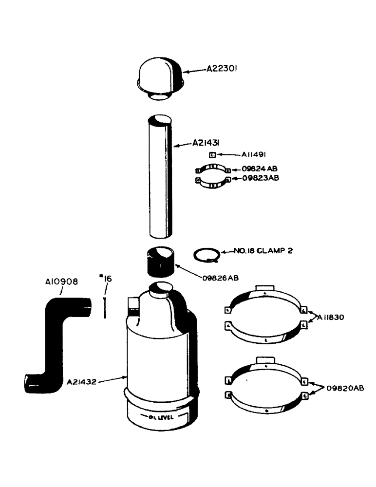 Схема запчастей Case IH 930 - (2-033) - LP-GAS ENGINE, AIR CLEANER, SEE PAGE 13 OF SUPPLEMENT (02) - ENGINE