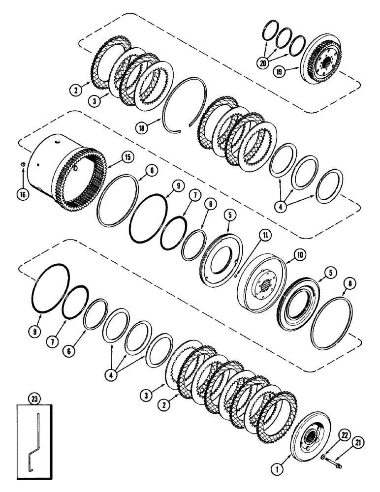 Схема запчастей Case IH 1896 - (6-174) - POWER SHIFT TRANSMISSION, (C2) AND (C3) CLUTCHES, TRANSMISSION SERIAL NUMBER 16264523 AND AFTER (06) - POWER TRAIN