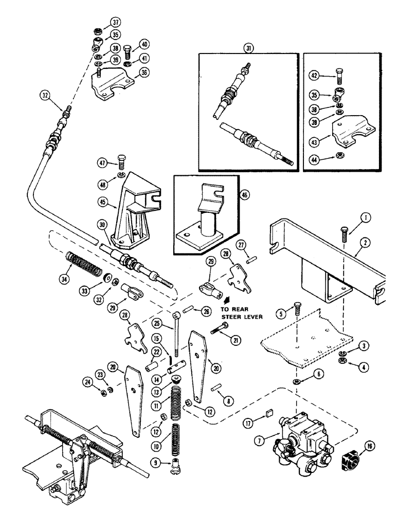 Схема запчастей Case IH 2470 - (088) - REAR STEER CONTROL LINKAGE (05) - STEERING