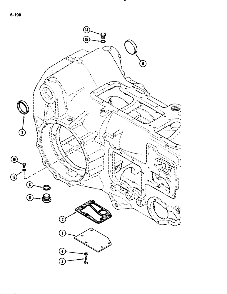 Схема запчастей Case IH 2294 - (6-190) - TRANSMISSION COVERS AND HARDWARE, TRACTORS WITHOUT HITCH (06) - POWER TRAIN