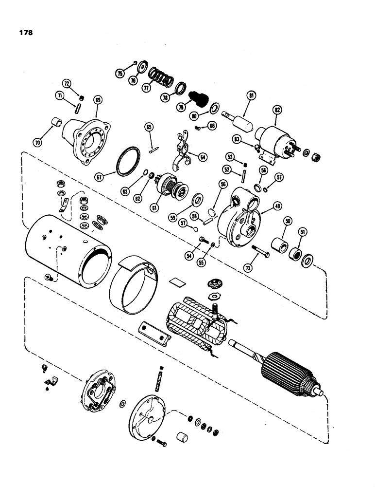 Схема запчастей Case IH 970 - (178) - A59217 STARTER, USED PRIOR TO TRACTOR S/N 8696753, 401 DIESEL ENGINE (CONTD) (04) - ELECTRICAL SYSTEMS