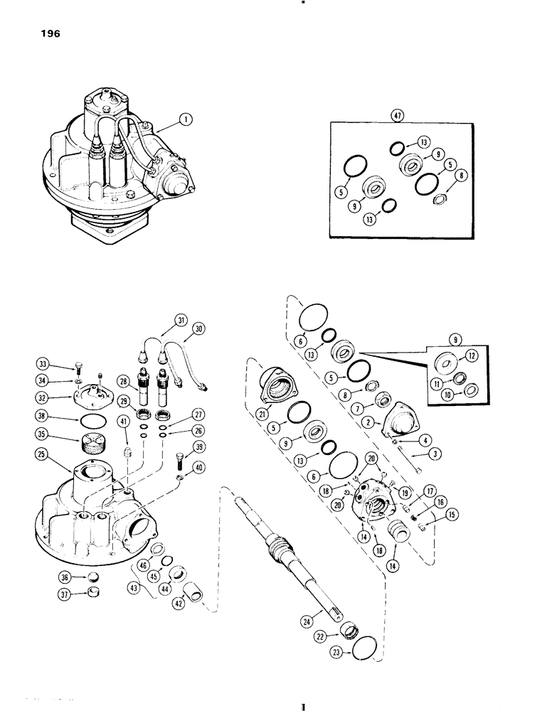 Схема запчастей Case IH 570 - (196) - POWER STEERING GEAR, WITH DUAL FRONT WHEEL (05) - STEERING