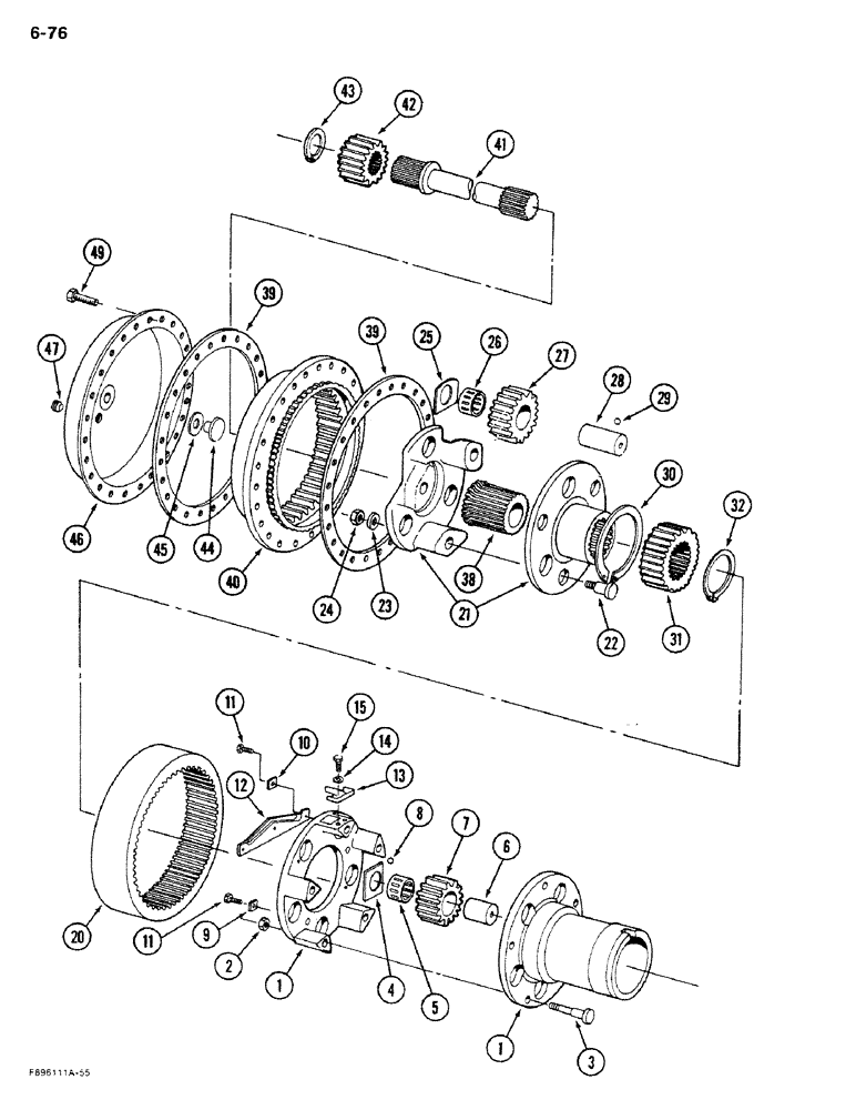 Схема запчастей Case IH 9280 - (6-76) - AXLE ASSEMBLY, WHEEL HUB PLANETARY, K598.85/95 SERIES (06) - POWER TRAIN