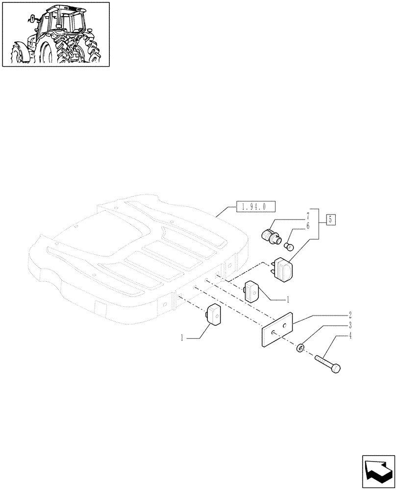 Схема запчастей Case IH PUMA 165 - (1.98.3/02) - (VAR.966) LICENSE PLATE LAMP & SUPPORT, MOUNTING ON CAB ROOF (10) - OPERATORS PLATFORM/CAB