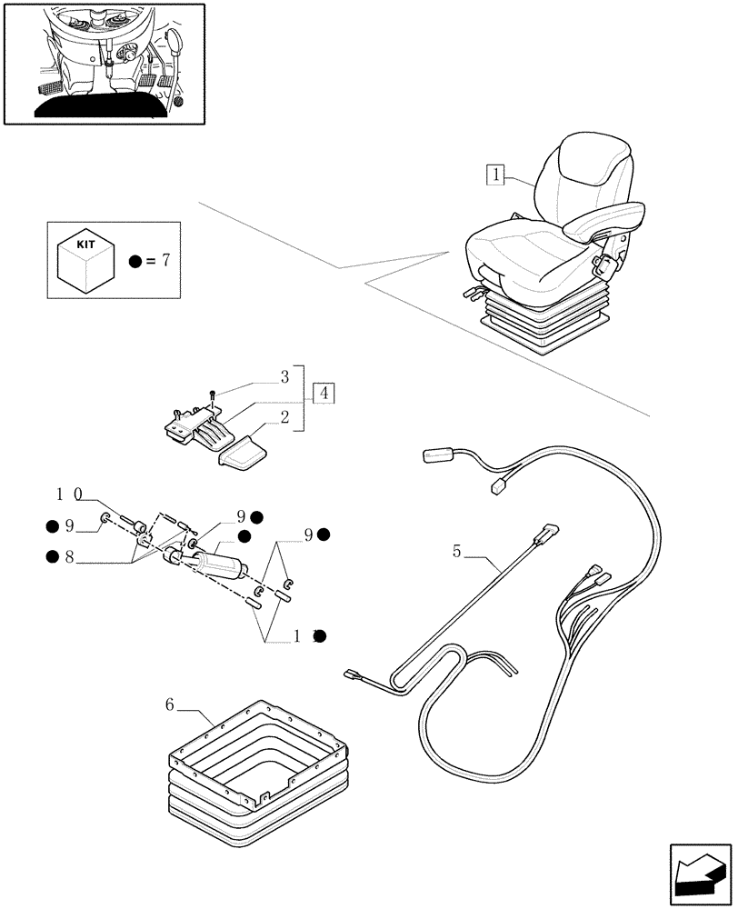 Схема запчастей Case IH MAXXUM 140 - (1.93.3/ M[06]) - DELUXE SEAT WITH AIR SUSPENSION, OPS AND BELTS - BREAKDOWN - W/CAB (10) - OPERATORS PLATFORM/CAB
