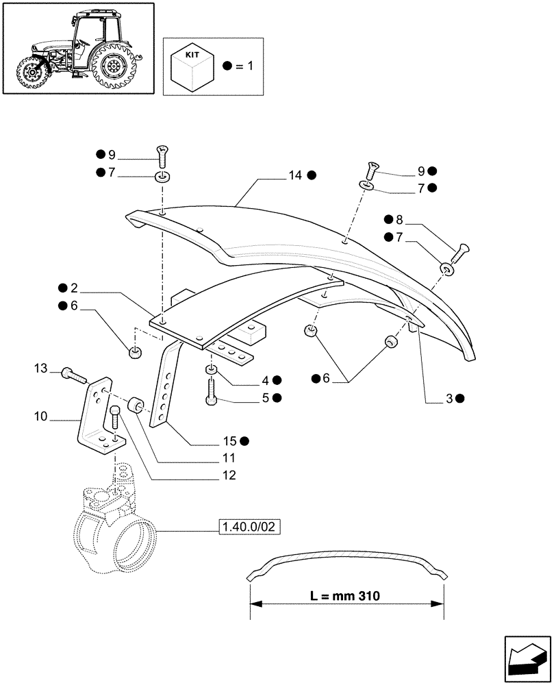 Схема запчастей Case IH JX1085C - (718168010) - (DIA KIT) FRONT FENDERS F/FRONT AXLE W/BRAKES W/NARROW COVER (18) - VARIATIONS