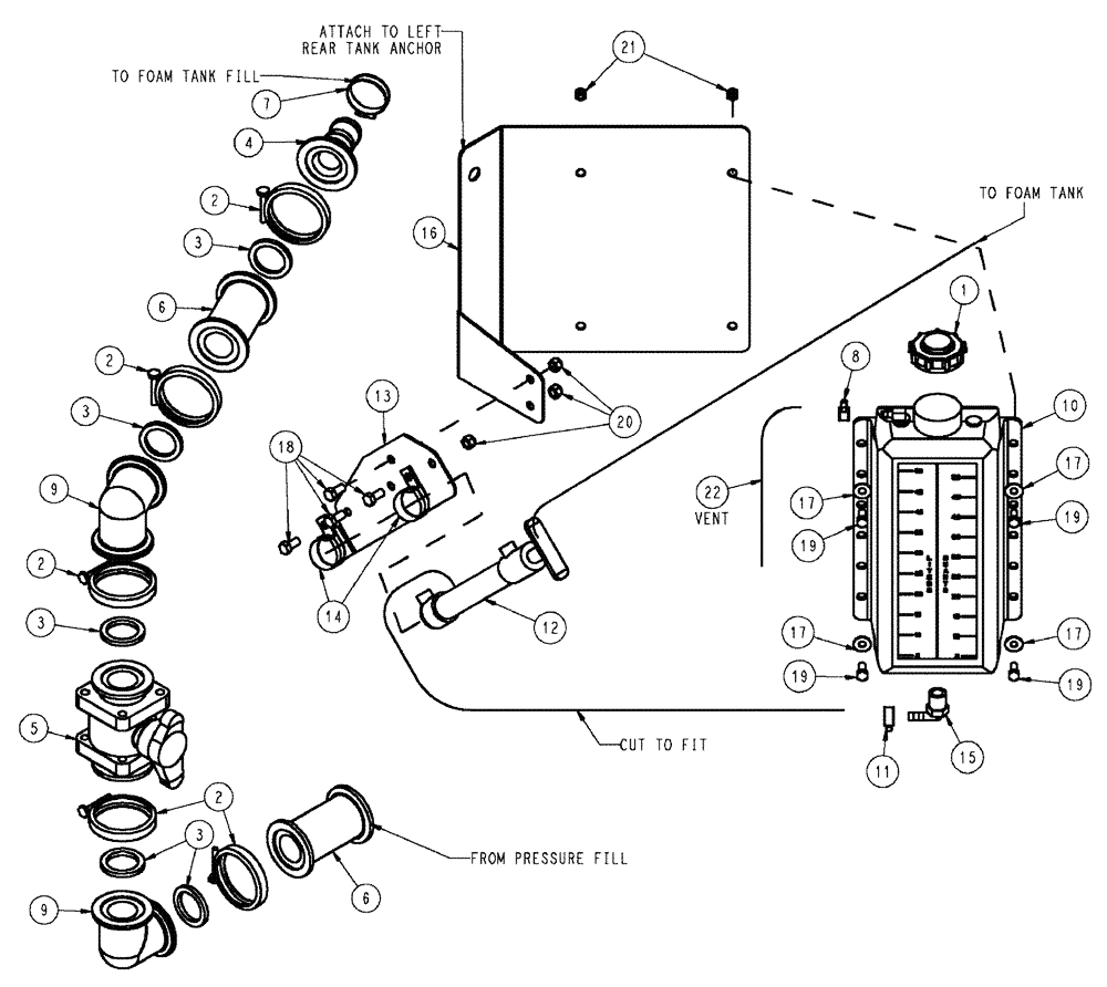 Схема запчастей Case IH SPX3200 - (09-035) - FOAMER OPERATOR STATION GROUP Liquid Plumbing