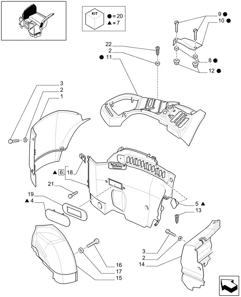 Схема запчастей Case IH MXU115 - (1.93.0[01B]) - CONTROLS COVER (L/CAB) - D5844 (10) - OPERATORS PLATFORM/CAB