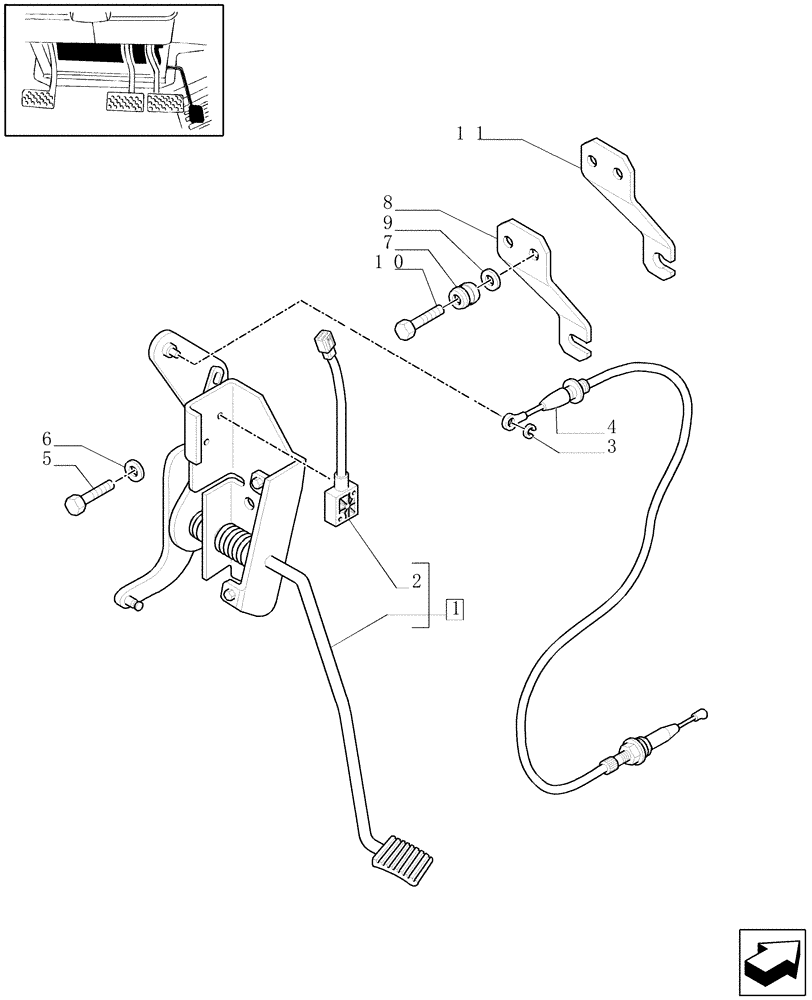 Схема запчастей Case IH MAXXUM 140 - (1.95.3/04) - ACCELERATOR PEDAL - D6453 (VAR.330247-331248) (10) - OPERATORS PLATFORM/CAB