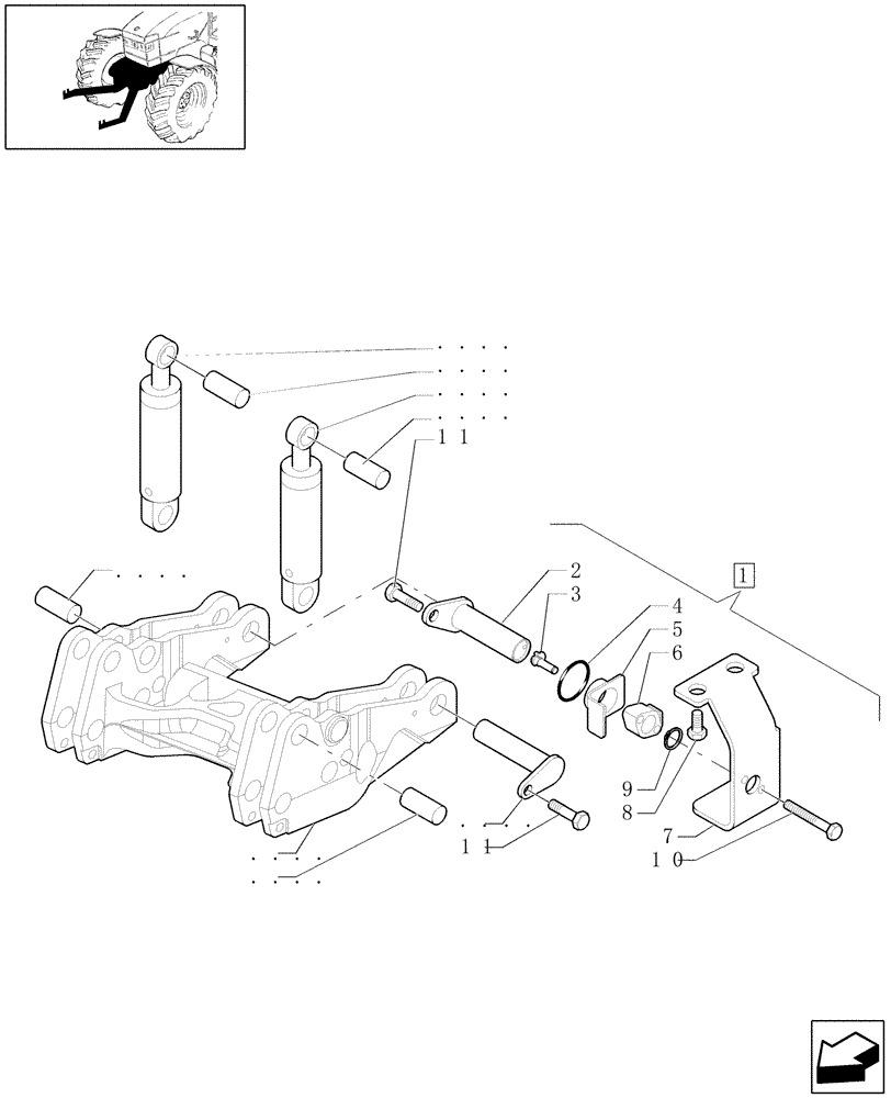 Схема запчастей Case IH MXU115 - (1.81.9[02]) - (VAR.502-558) FRONT POWER TAKE-OFF AND LIFT - CYLINDERS AND SUPPORT (07) - HYDRAULIC SYSTEM