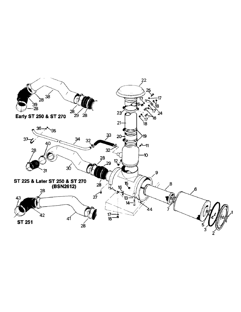 Схема запчастей Case IH ST225 - (04-11) - AIR CLEANER AND INTAKE, ST 225, ST 250, ST 270 AND ST 251 (04) - Drive Train