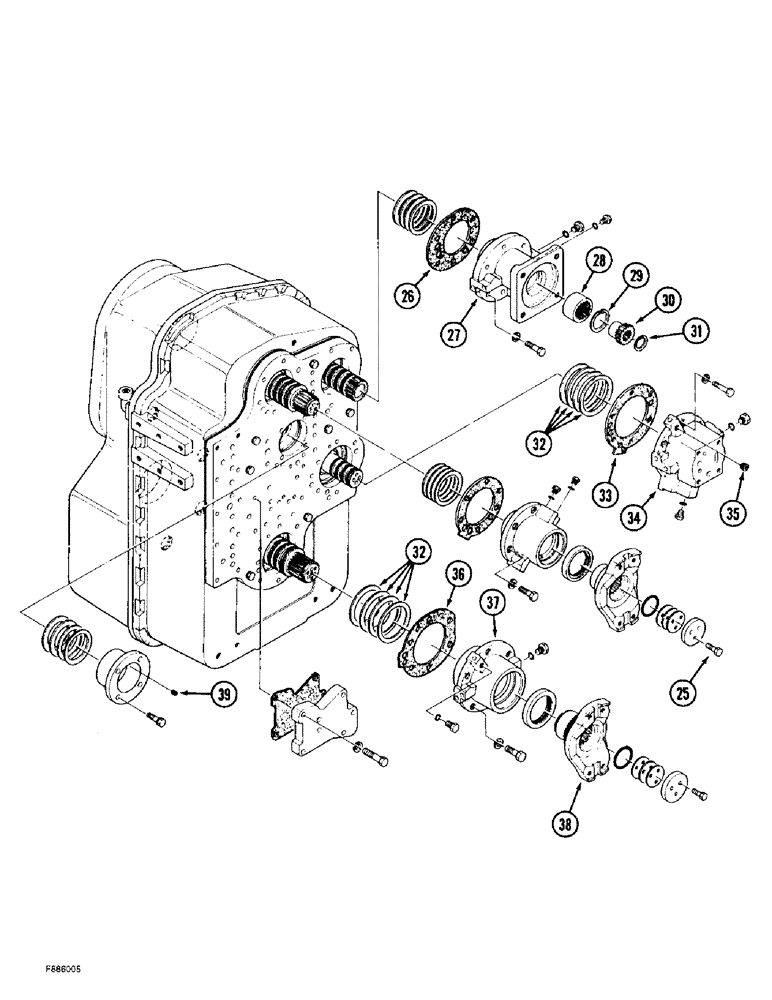 Схема запчастей Case IH 9350 - (6-012) - POWER SHIFT TRANSMISSION ASSEMBLY, FRONT COVERS AND YOKE, (CONT) (06) - POWER TRAIN