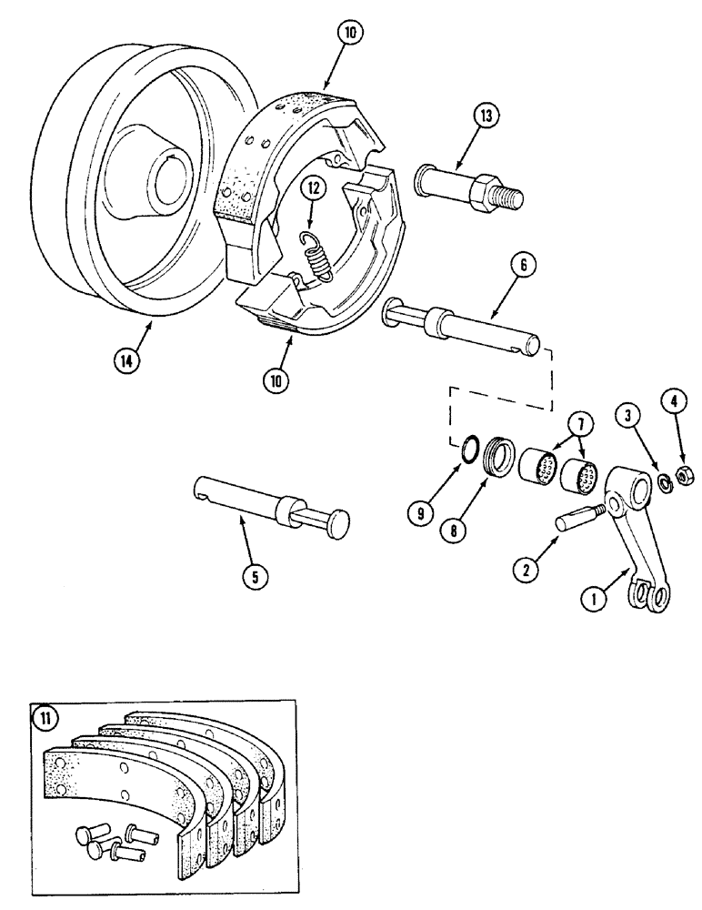 Схема запчастей Case IH 1294 - (7-200) - BRAKE SHOES AND DRUMS, TRACTORS WITHOUT CAB (07) - BRAKES