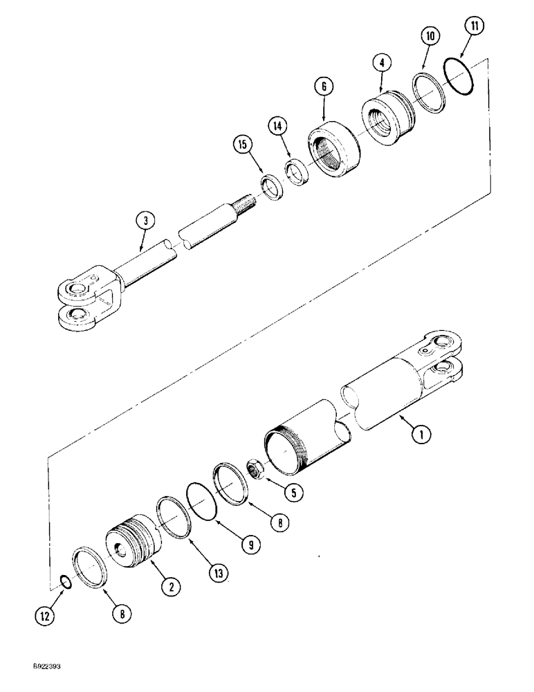 Схема запчастей Case IH 9330 - (5-020[A]) - STEERING CYLINDER ASSEMBLY, WITHOUT STEERABLE FRONT AXLE, S/N JCB0003600 AND AFTER (05) - STEERING