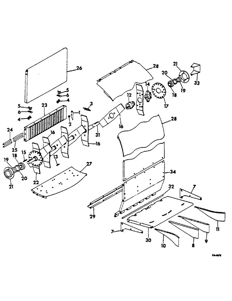 Схема запчастей Case IH 615 - (20-09) - SEPARATOR, STRAW CHOPPER, CUTTING PARTS, SERIAL NO. 2580 AND BELOW Separation