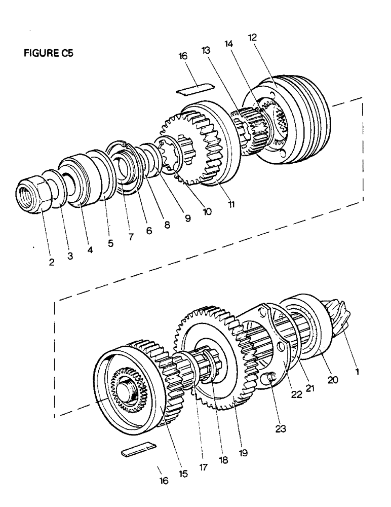 Схема запчастей Case IH 1410 - (C05-1) - GEARBOX, BEVEL PINION SHAFT, [A] 1410, 1410Q, 1410SK, [B] 1410 4WD, 1410Q 4WD Gearbox