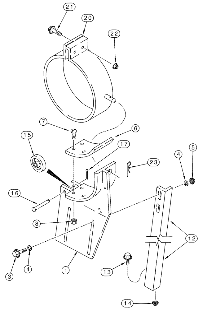 Схема запчастей Case IH 2388 - (09E-14) - UNLOADER - TUBE SADDLE (17) - GRAIN TANK & UNLOADER