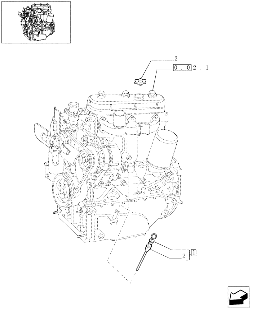 Схема запчастей Case IH JX65 - (0.27.0) - OIL LEVEL INDICATOR & FILL CAP BSN13286 (01) - ENGINE