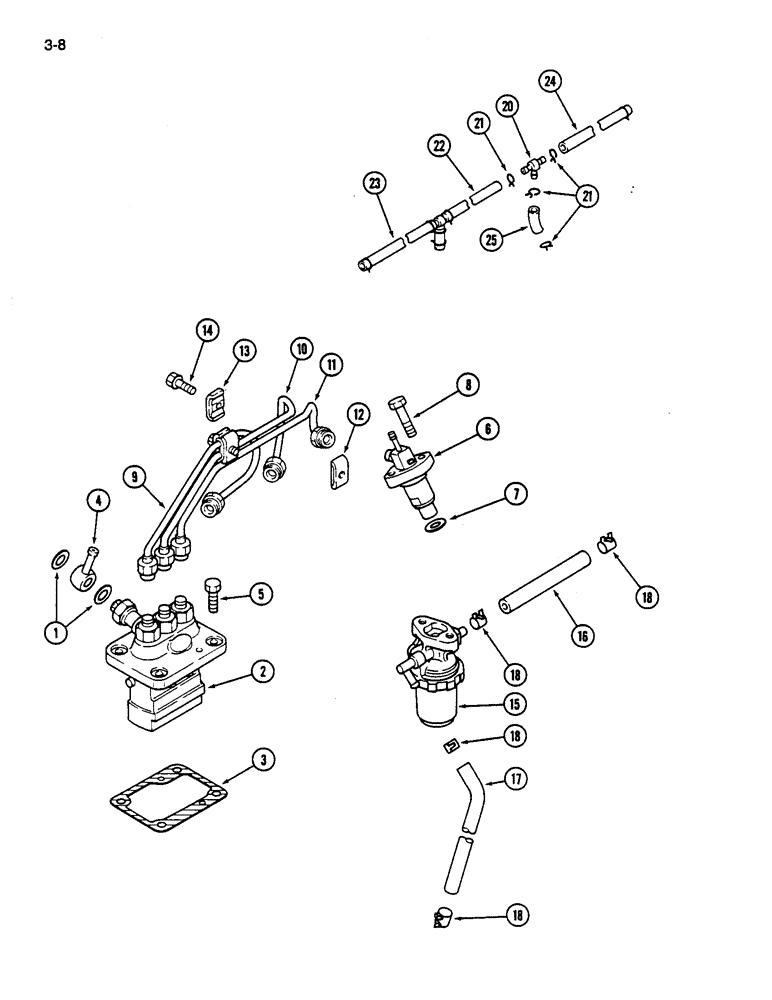 Схема запчастей Case IH 245 - (3-08) - FUEL INJECTION SYSTEM (03) - FUEL SYSTEM