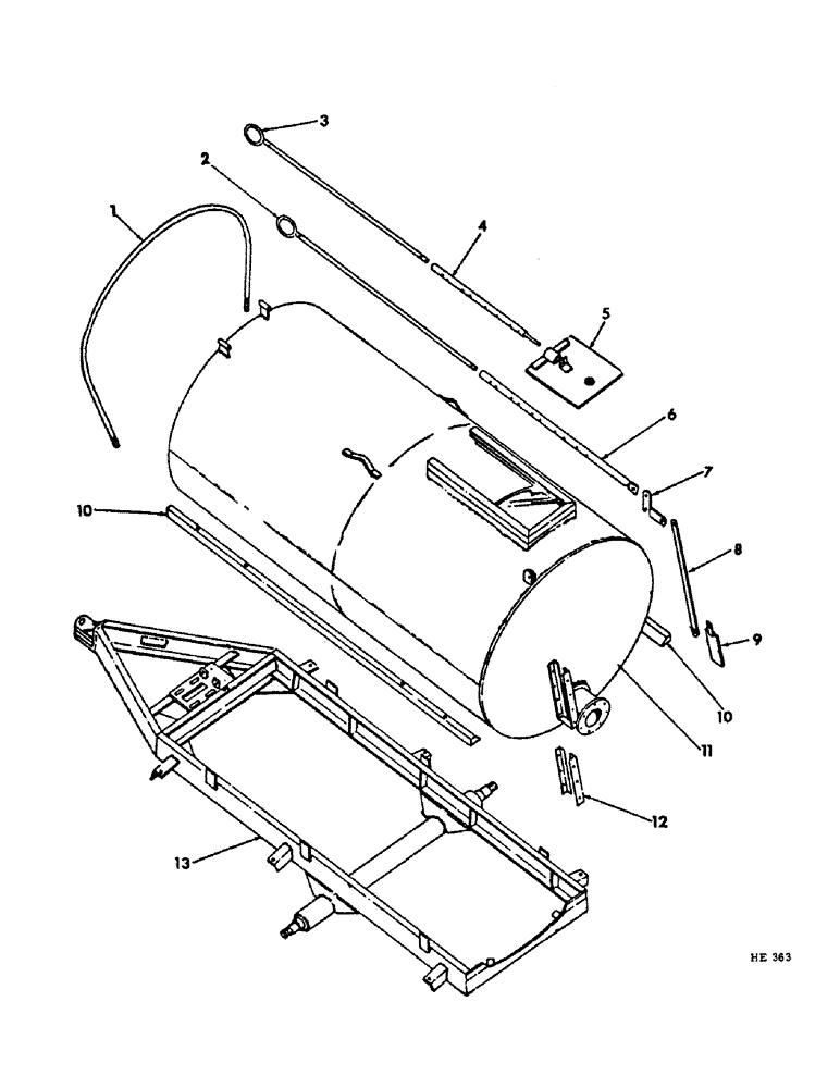 Схема запчастей Case IH 1400 - (N-2) - TANK AND FRAME 