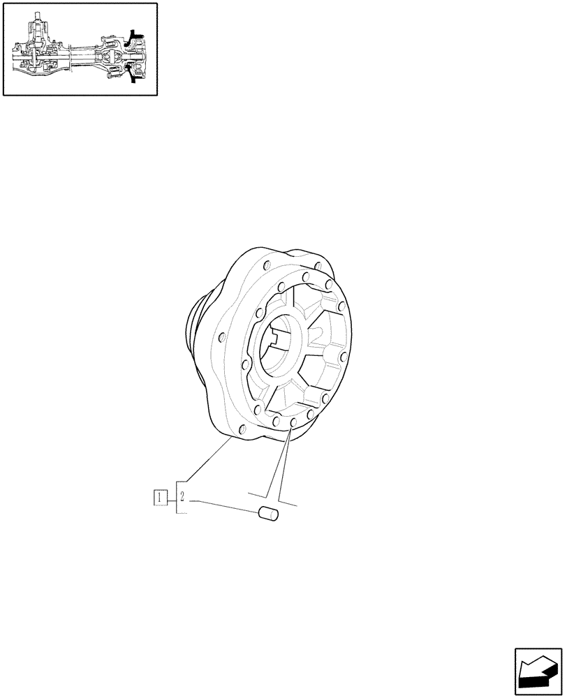 Схема запчастей Case IH JX1060C - (1.40.3/03) - (VAR.325-692) FRONT AXLE W/LIMITED SLIP DIFF, L/FRONT BRAKES (30 KM/H) - HUB (04) - FRONT AXLE & STEERING