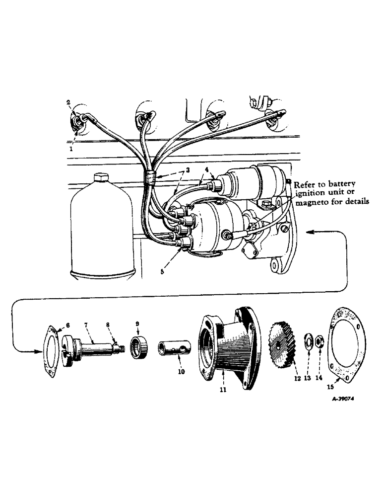 Схема запчастей Case IH 350 - (080) - ELECTRICAL SYSTEM, CARBURETED ENGINE, SPARK PLUGS, CABLES & IGNITION UNIT DRIVE PARTS (06) - ELECTRICAL SYSTEMS