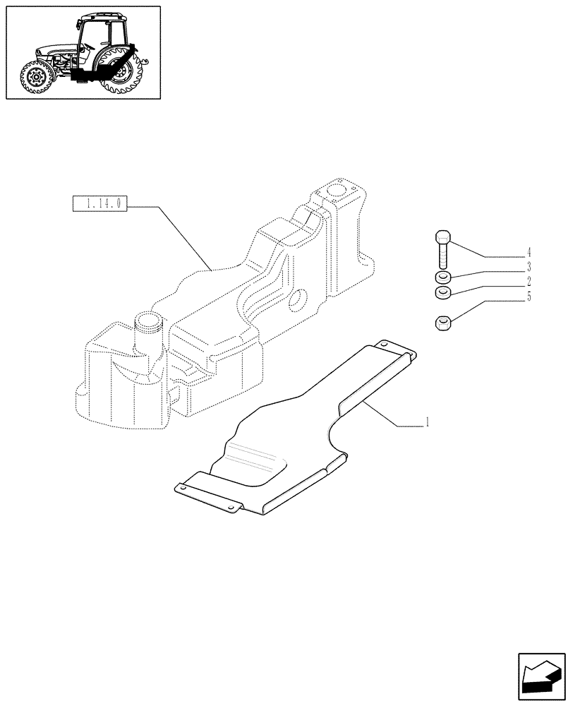 Схема запчастей Case IH JX1085C - (1.14.0/01[01A]) - (VAR.131) FUEL TANK SHIELD PROTECTION - GUARD - D5540 (02) - ENGINE EQUIPMENT