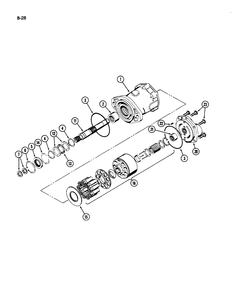 Схема запчастей Case IH 1590 - (8-28) - HYDRAULIC PUMP, 1490 & 1590 MOWER CONDITIONER (07) - HYDRAULICS