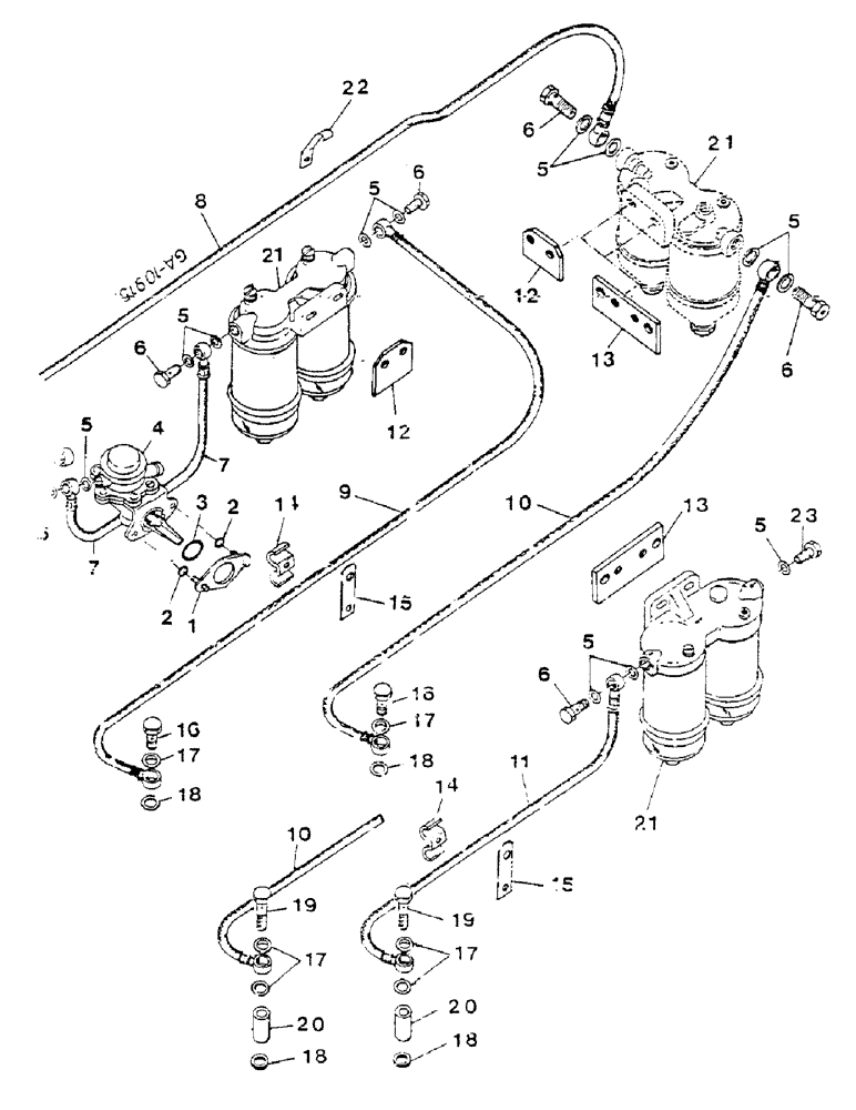 Схема запчастей Case IH D-358 - (11-060) - FUEL FILTER AND LINES 