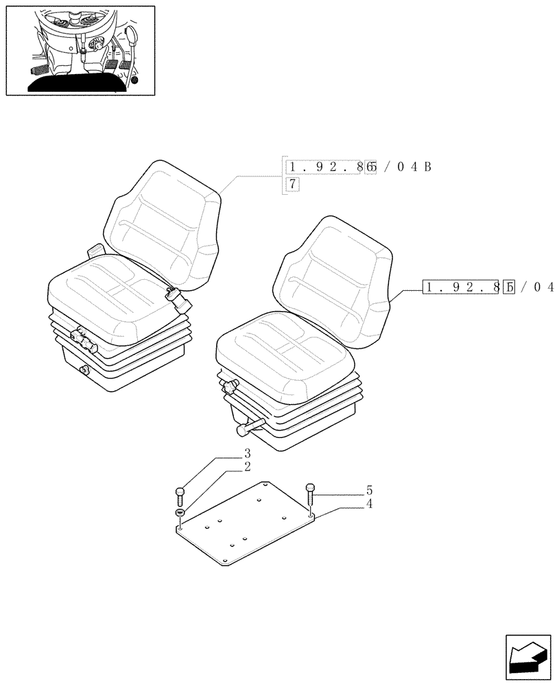 Схема запчастей Case IH JX1070C - (1.92.85/04) - (VAR.685) "MT" SEAT WITH BELTS - W/CAB (10) - OPERATORS PLATFORM/CAB