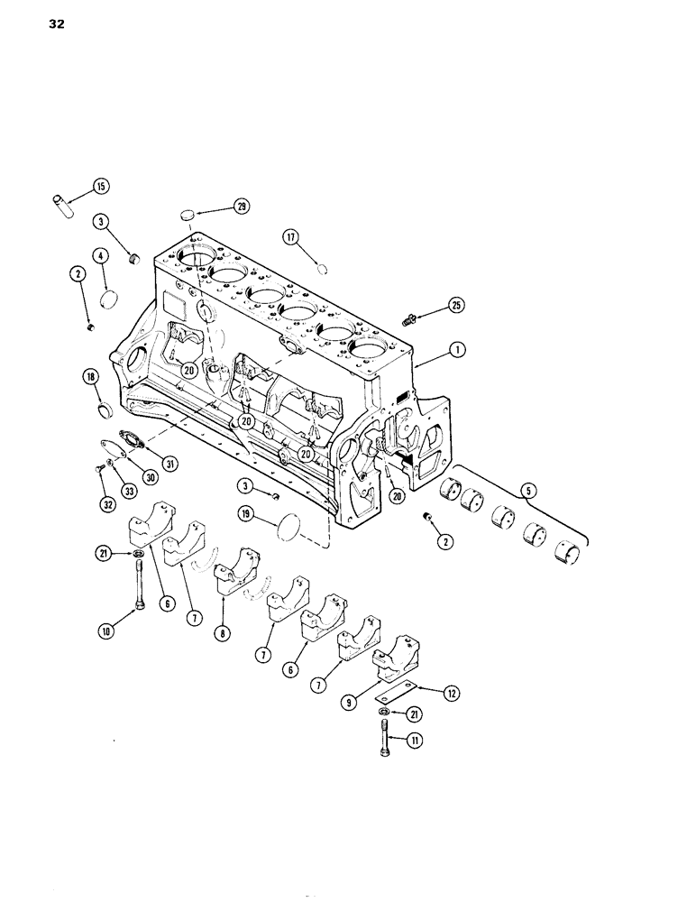 Схема запчастей Case IH 504DTI - (032) - CYLINDER BLOCK, ENGINE LESS FUEL DEVICE, 504DTI INTERCOOLED DIESEL ENGINES (10) - ENGINE