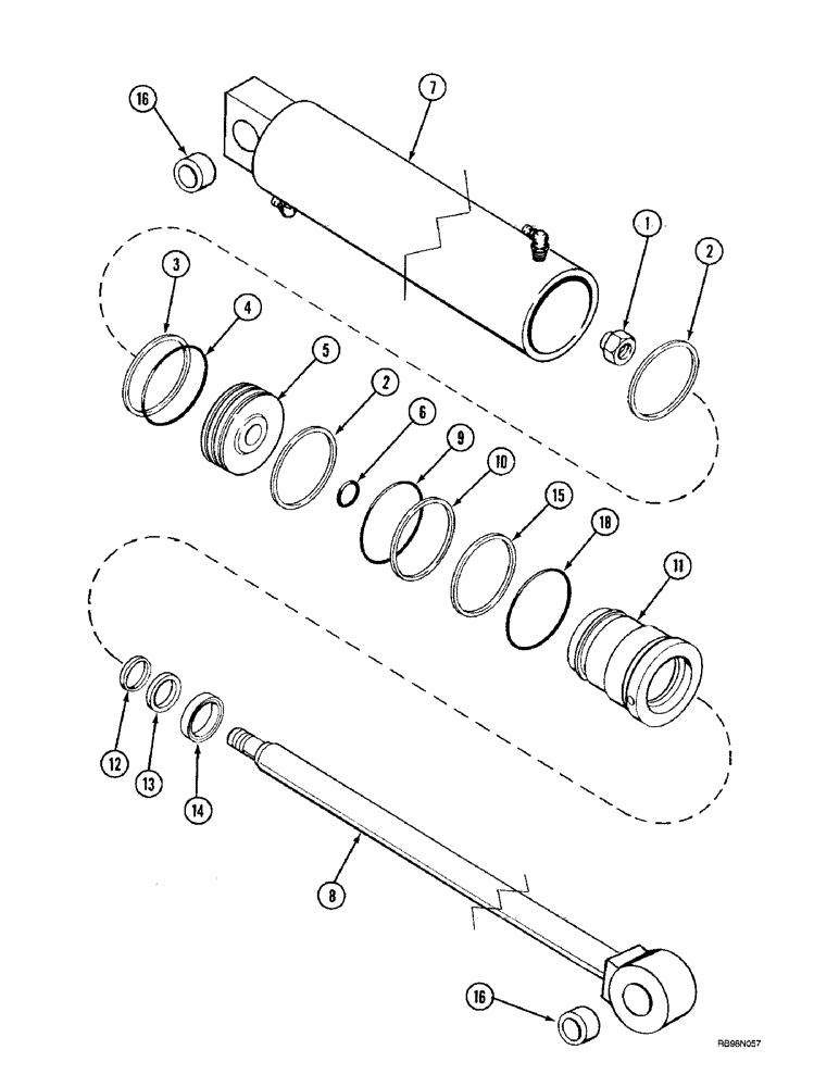 Схема запчастей Case IH L700 - (8-44) - CYLINDER ASSY - LIFT (L700), 82.55 MM (3.25 IN) ID X 724 MM (28.5 IN) STRK (08) - HYDRAULICS