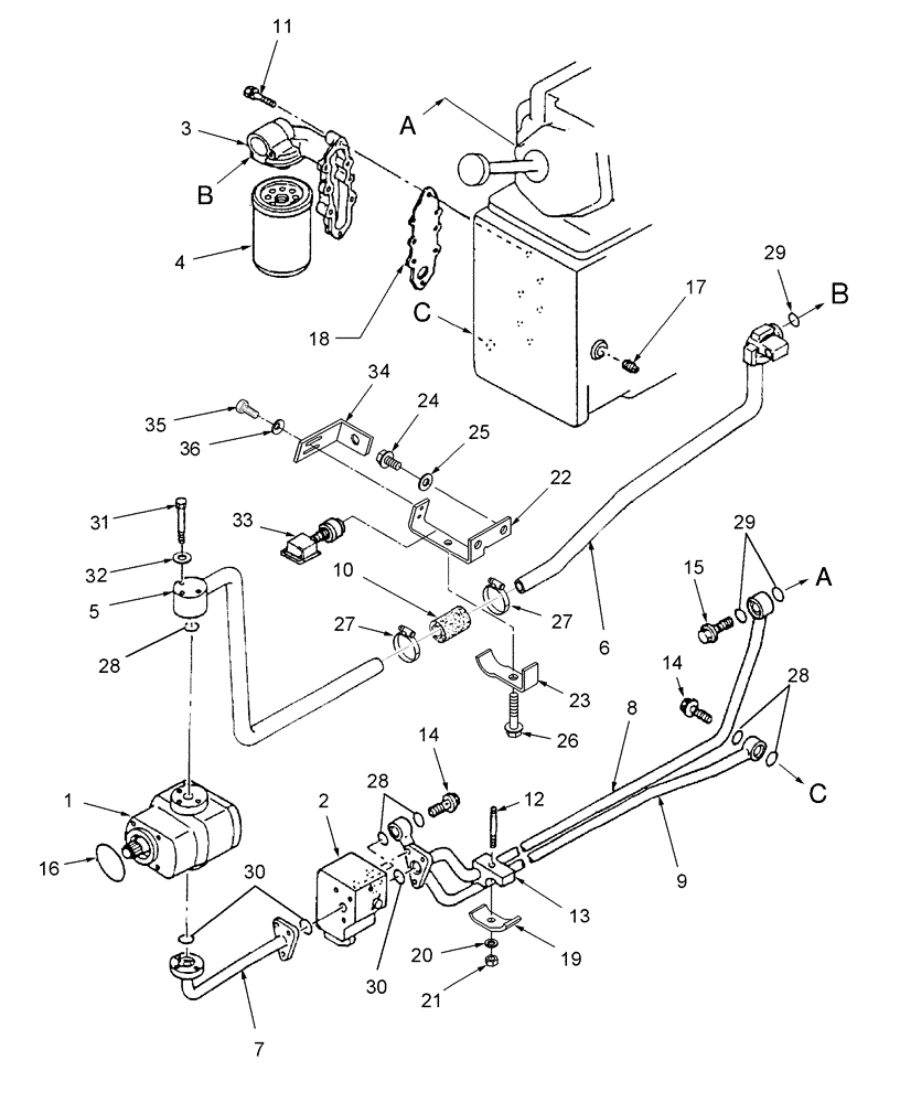 Схема запчастей Case IH D25 - (05F01) - HYDRAULIC PUMP & PIPING (07) - HYDRAULIC SYSTEMS