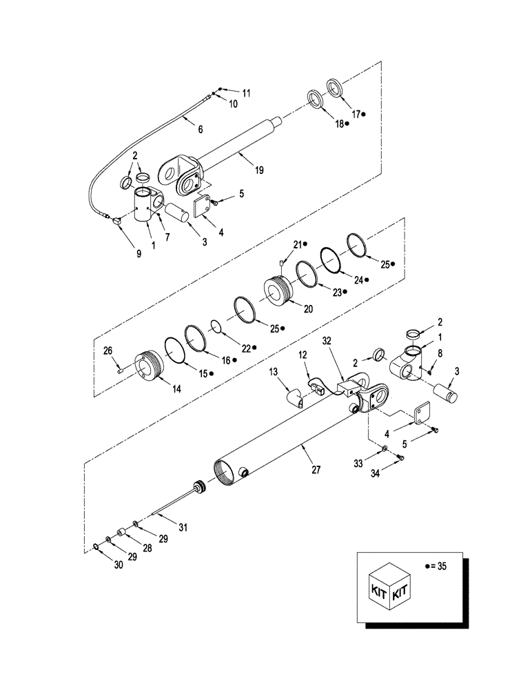 Схема запчастей Case IH STEIGER 330 - (05-13[01]) - CYLINDER ASSY - ARTICULATION, WITH SENSOR, ASN Z7F105441 (05) - STEERING