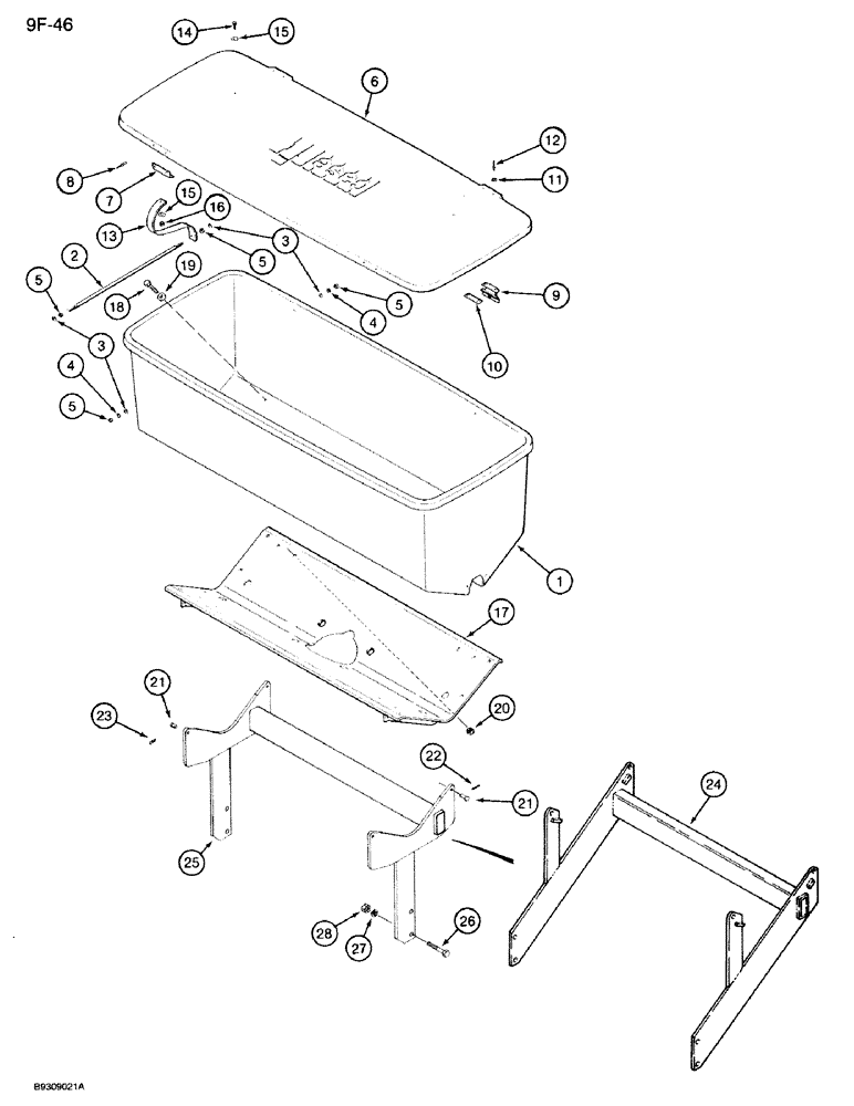 Схема запчастей Case IH 950 - (9F-46) - DRY FERTILIZER HOPPER AND MOUNTING (09) - CHASSIS/ATTACHMENTS