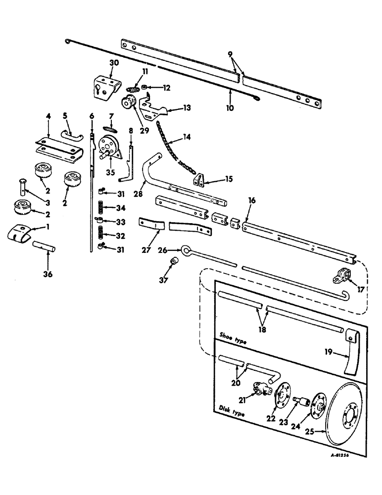 Схема запчастей Case IH 66-SERIES - (U-27) - MARKER UNIT, DISK AND SHOE TYPE, FOR 4-ROW PLANTERS, 1966 