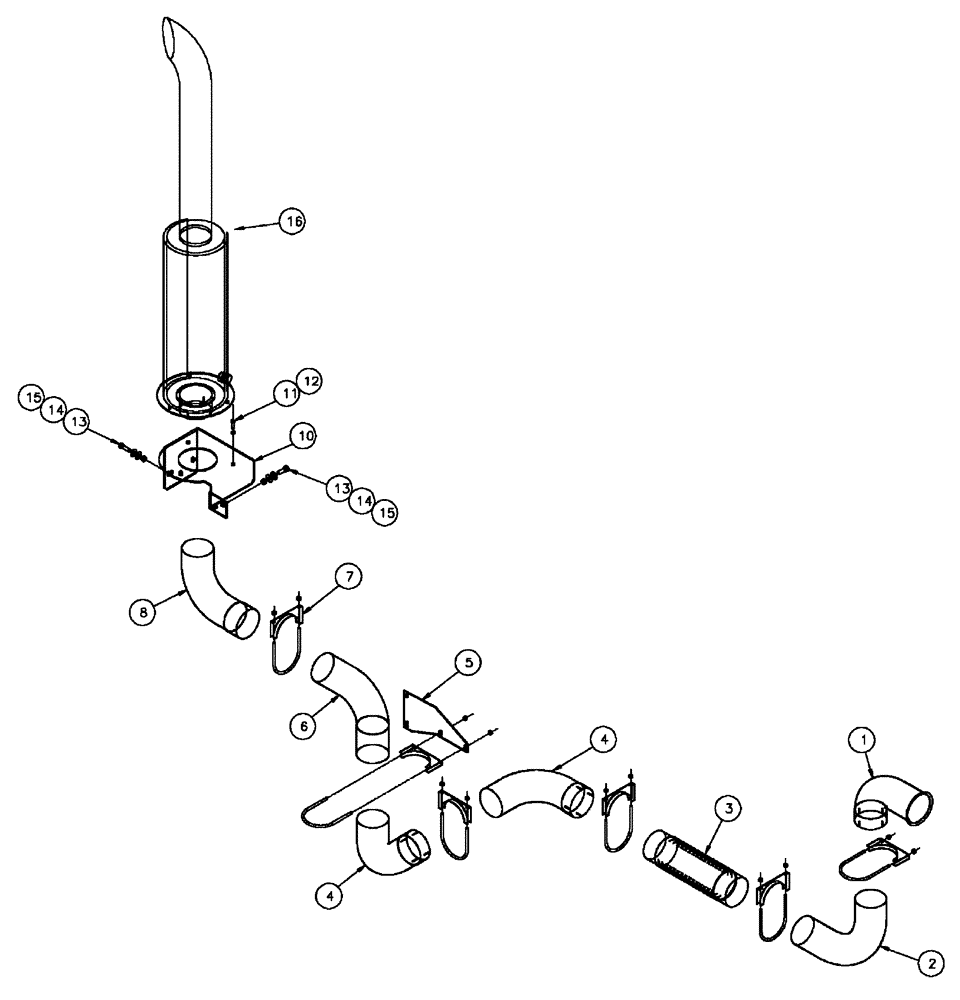 Схема запчастей Case IH FLX4300 - (02-021) - AIR EXHAUST GROUP (FLX4375) (01) - ENGINE