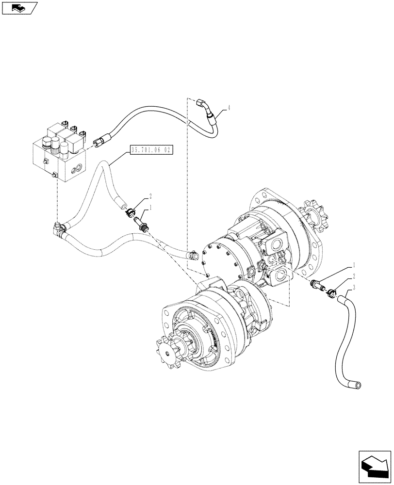 Схема запчастей Case IH SR200 - (35.353.AE[02]) - BRAKE PLUMBING (SR200) (35) - HYDRAULIC SYSTEMS