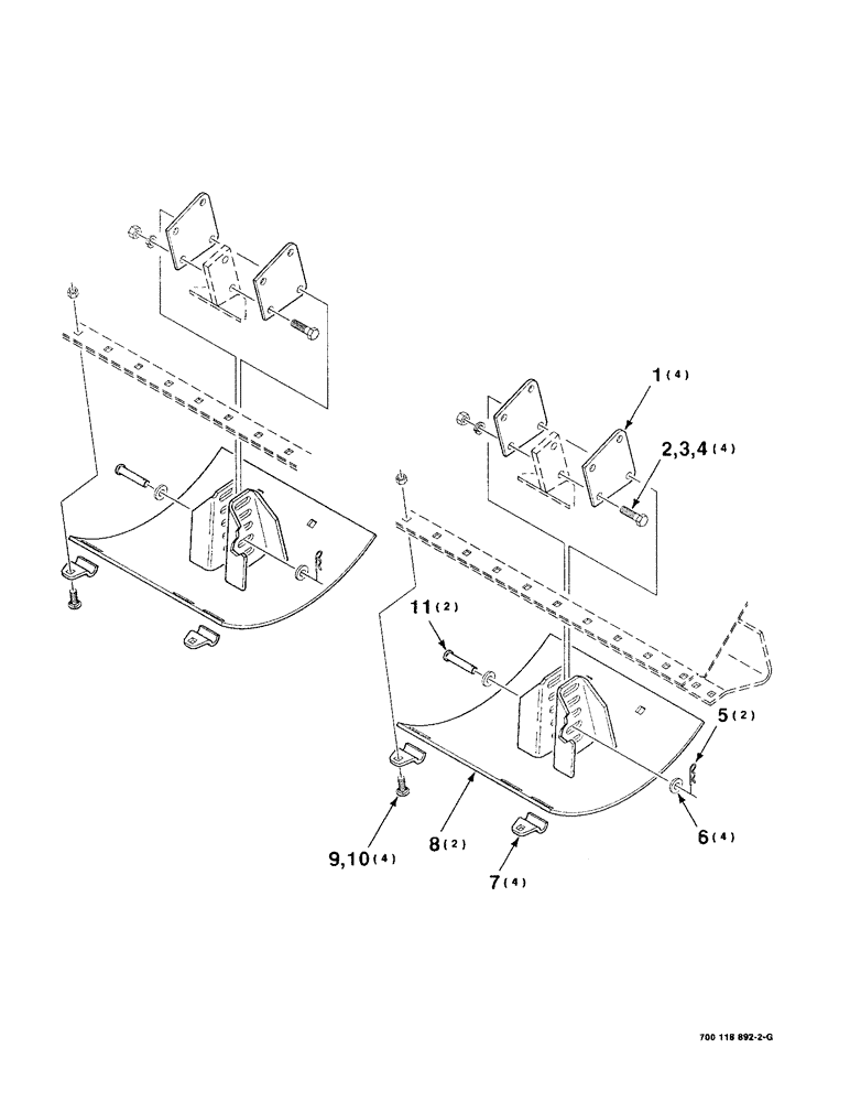 Схема запчастей Case IH 8820 - (7-20) - HEADER SKID SHOE ASSEMBLIES, 14 AND 16 FOOT (09) - CHASSIS